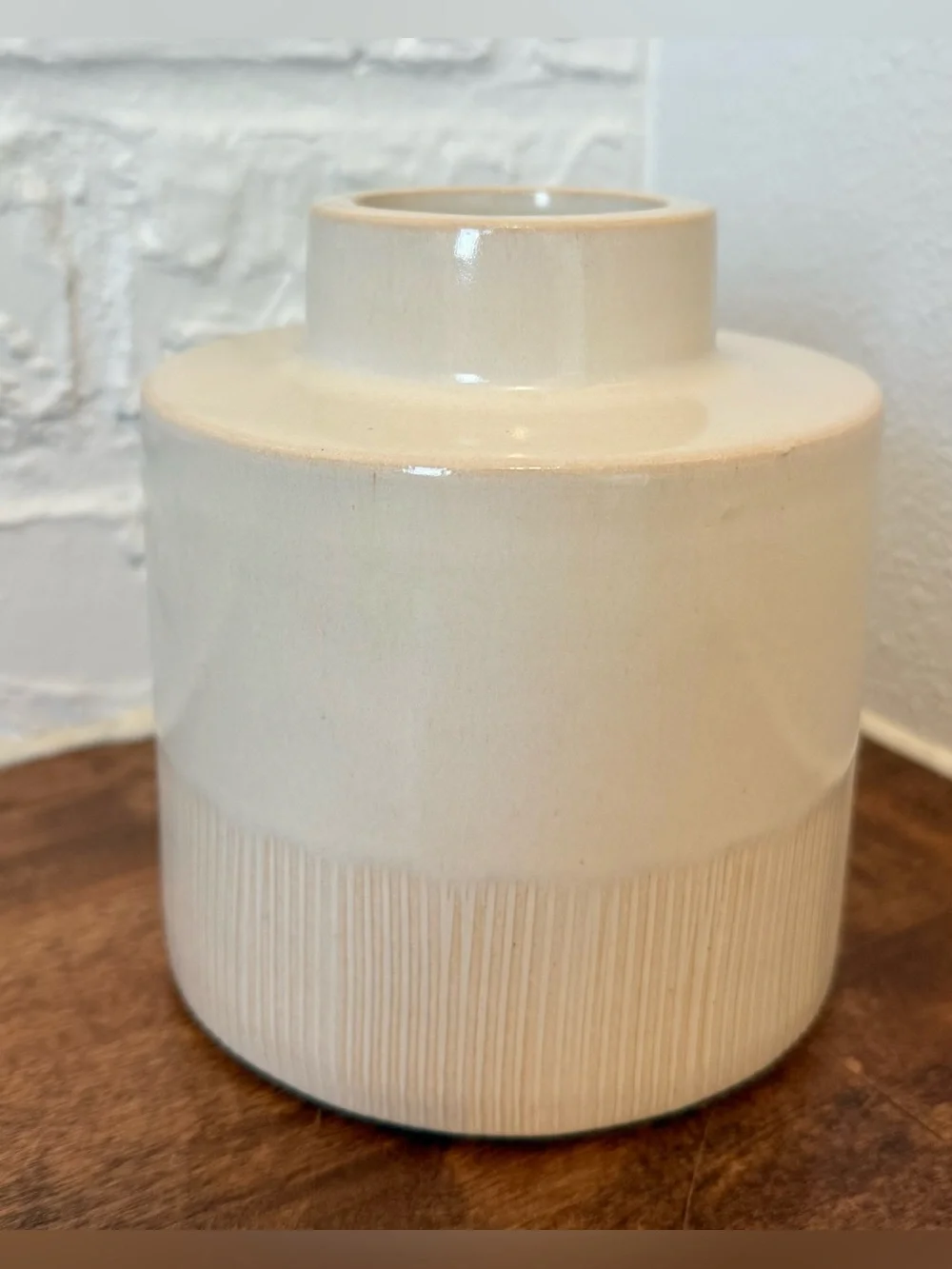 Magnolia Home Joanna Gaines Large Ivory Ribbed Ceramic Best Vase